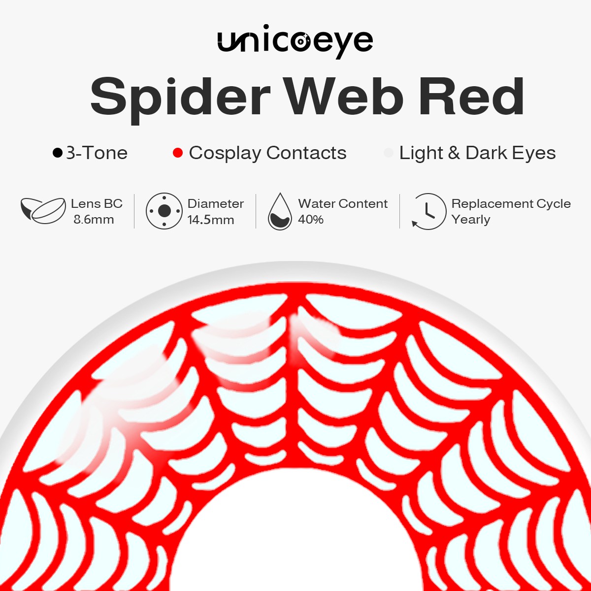 Spider Web Red Costume Yearly Contact Lenses | 2 Pcs