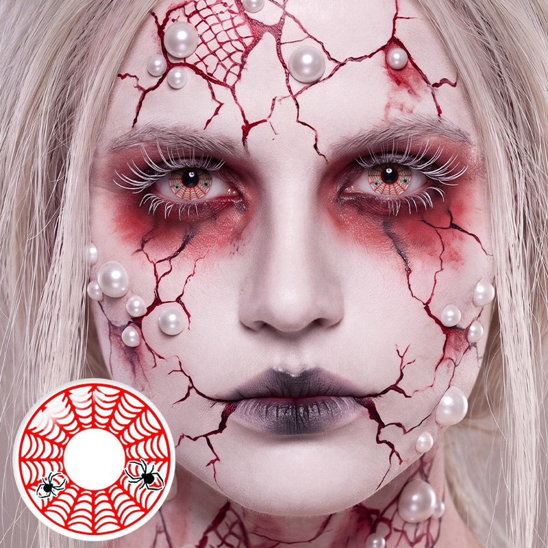 Spider Web Red Costume Yearly Contact Lenses | 2 Pcs