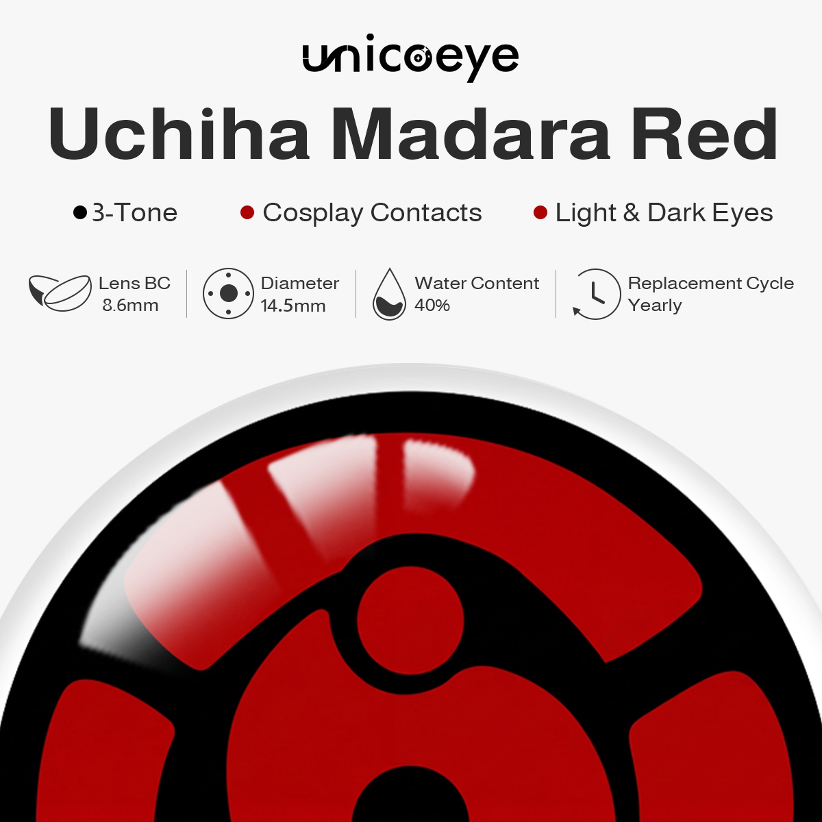 Uchiha Madara Red Costume Yearly Contact Lenses | 2 Pcs