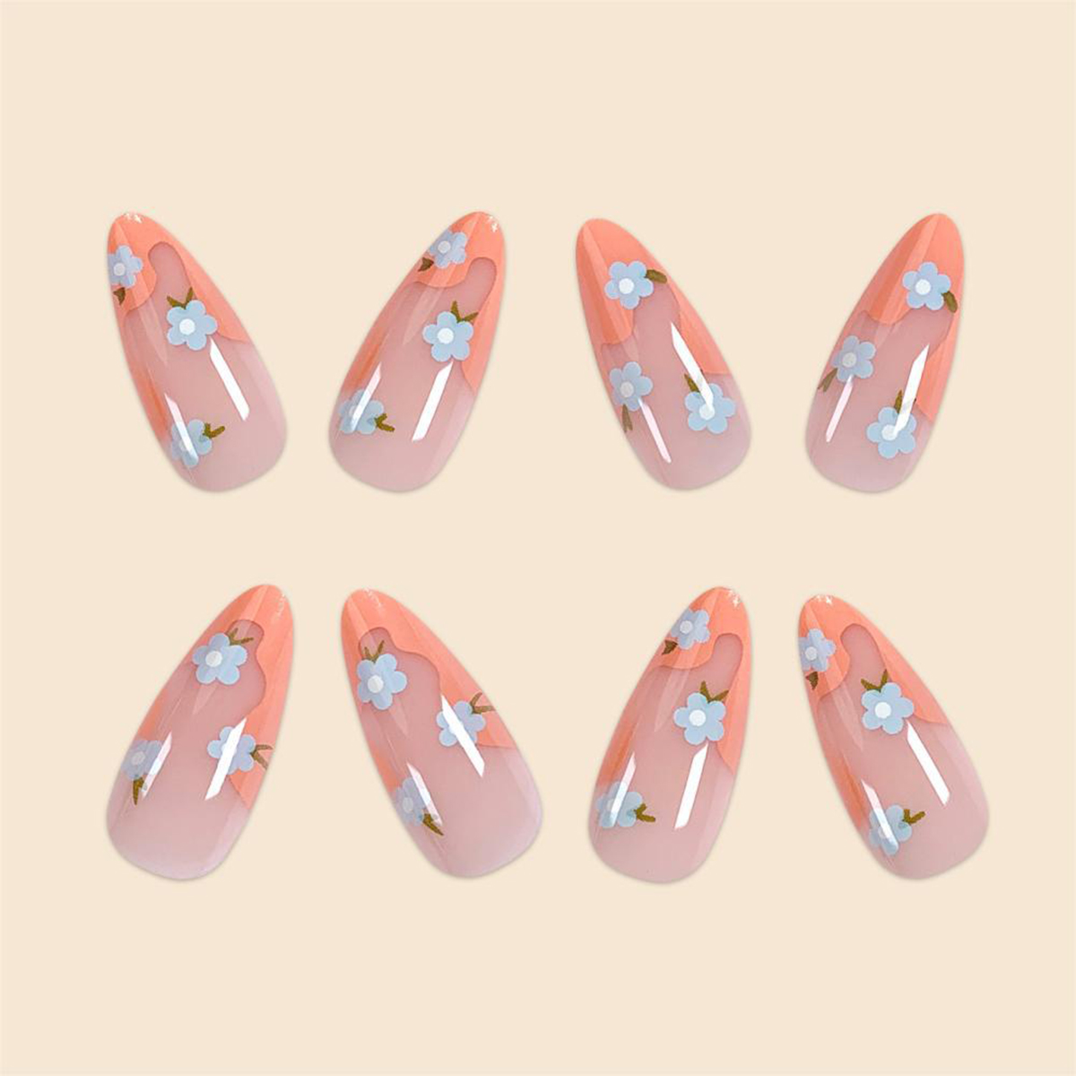 Sunset Petals Orange Nails