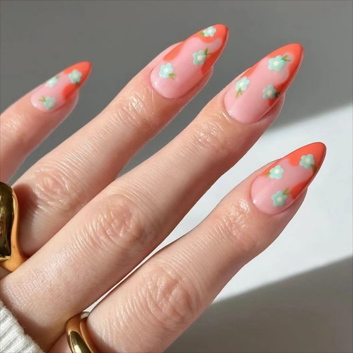 Sunset Petals Orange Nails