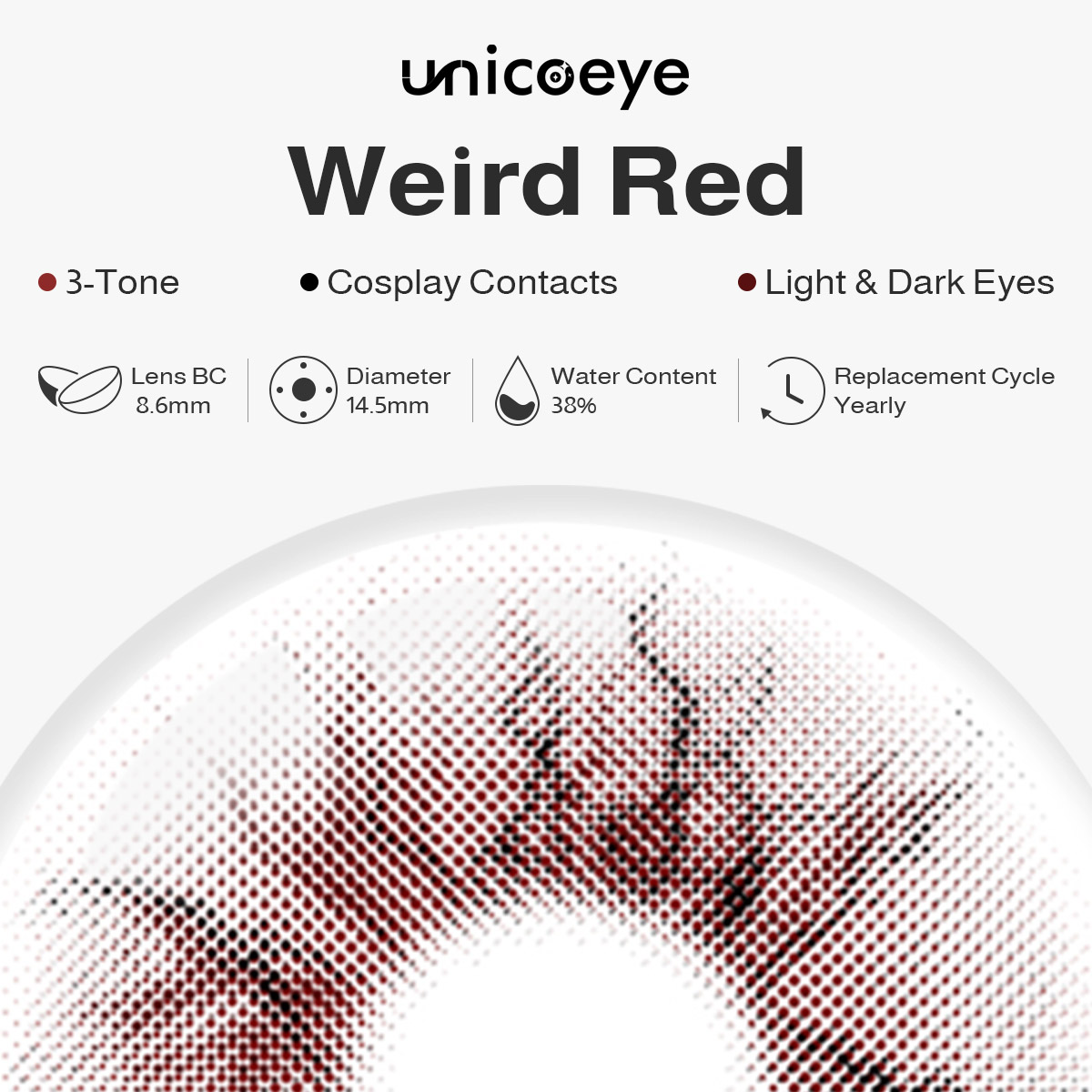 Weird Red Costume Yearly Contact Lenses | 2 Pcs