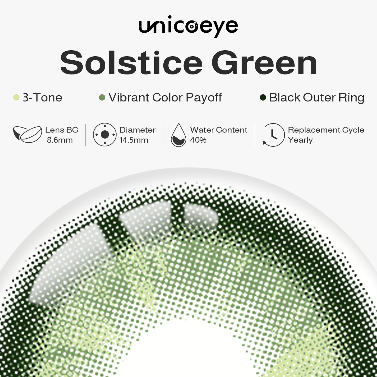 Solstice Green Yearly Contact Lenses | 2 Pcs