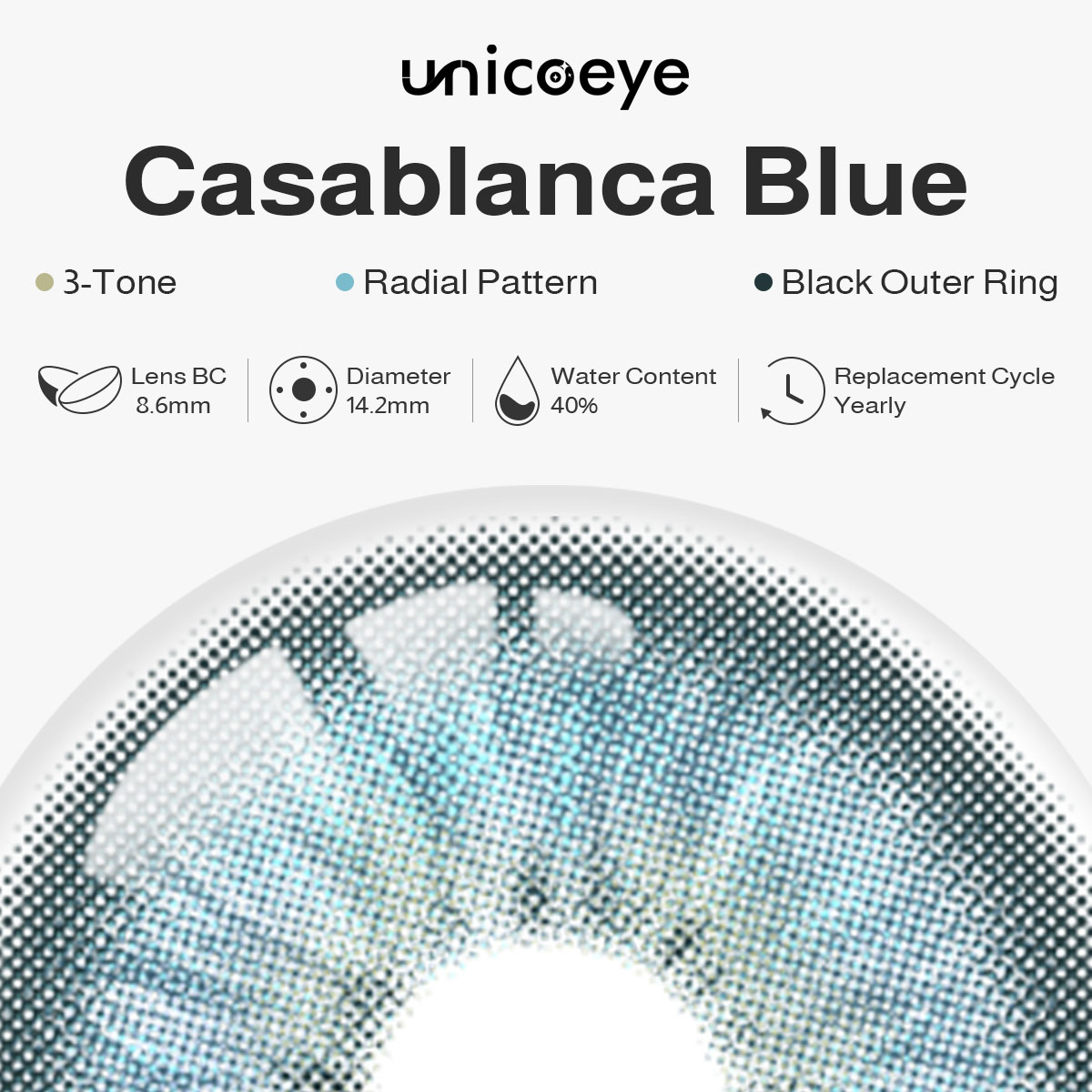 Casablanca Blue Prescription Yearly Contact Lenses