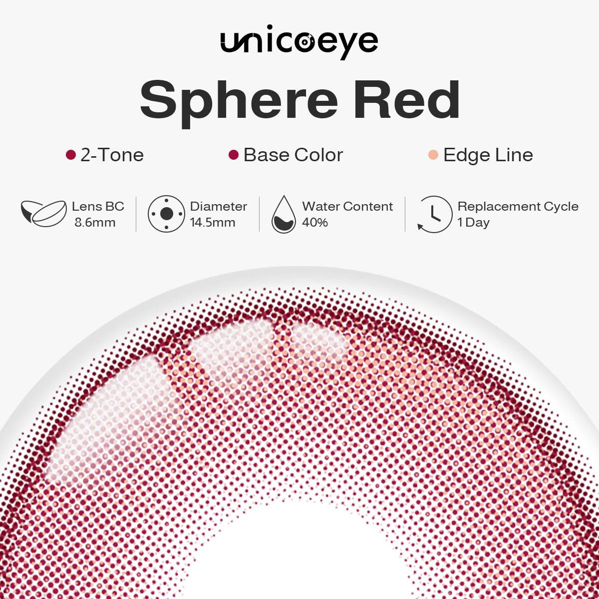 Sphere Red Prescription Daily Contact Lenses | 2 Pcs