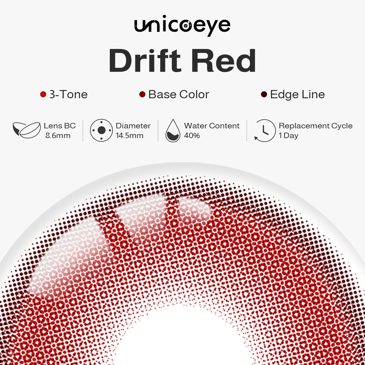 Drift Red Prescription Daily Contact Lenses | 2 Pcs
