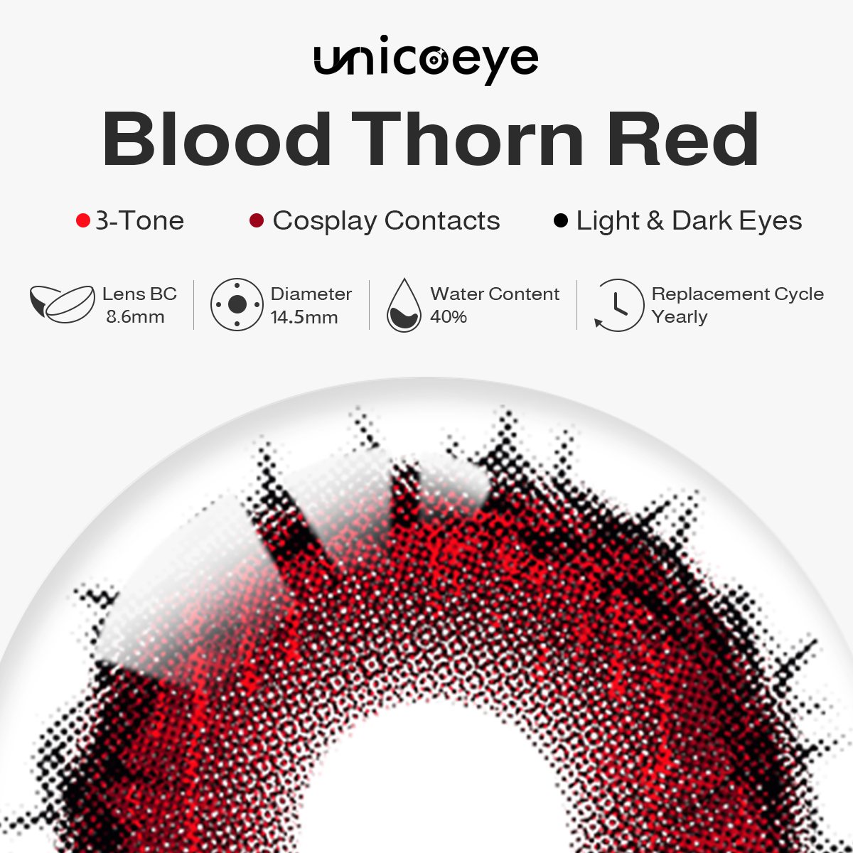 Blood Thorn Red Costume Yearly Contact Lenses | 2 Pcs