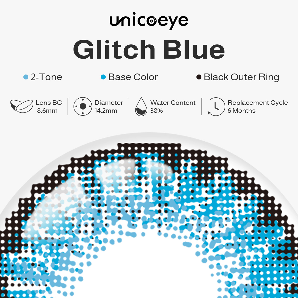 Glitch Blue 6 Months Contact Lenses | 2 Pcs