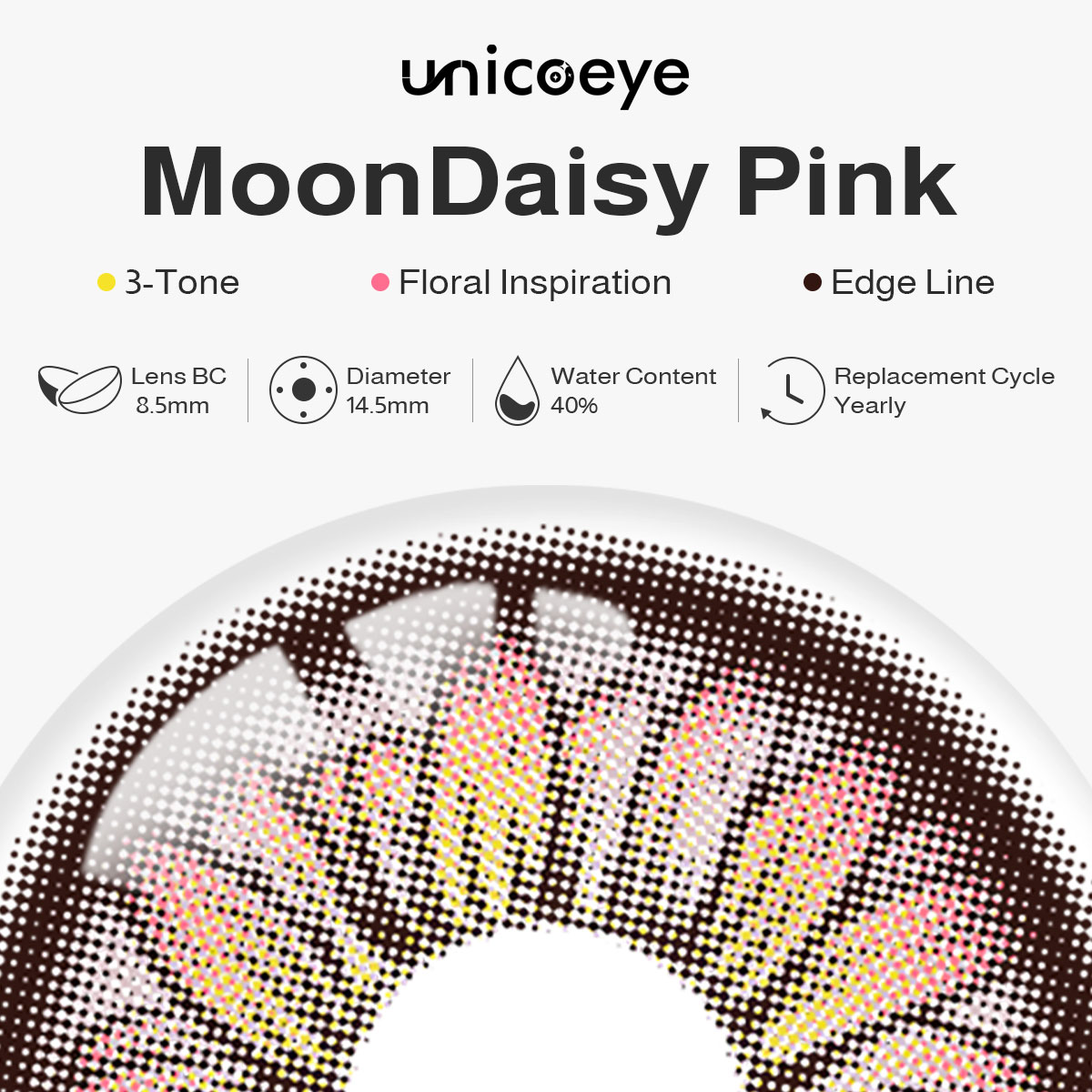 MoonDaisy Pink Prescription Yearly Contact Lenses | 2 Pcs