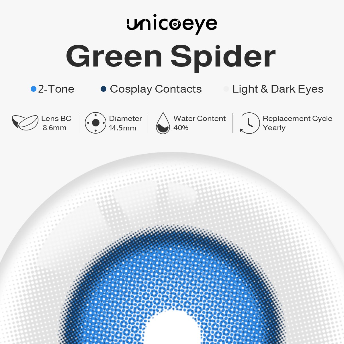 Ghoul Blue Costume Yearly Contact Lenses | 2 Pcs