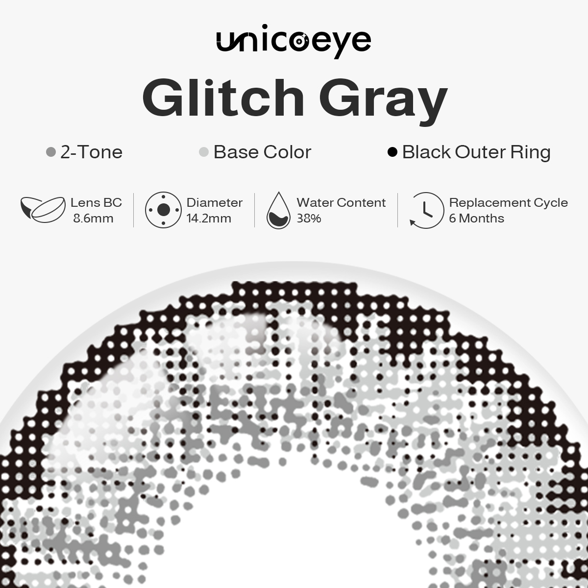 Glitch Gray 6 Months Contact Lenses | 2 Pcs