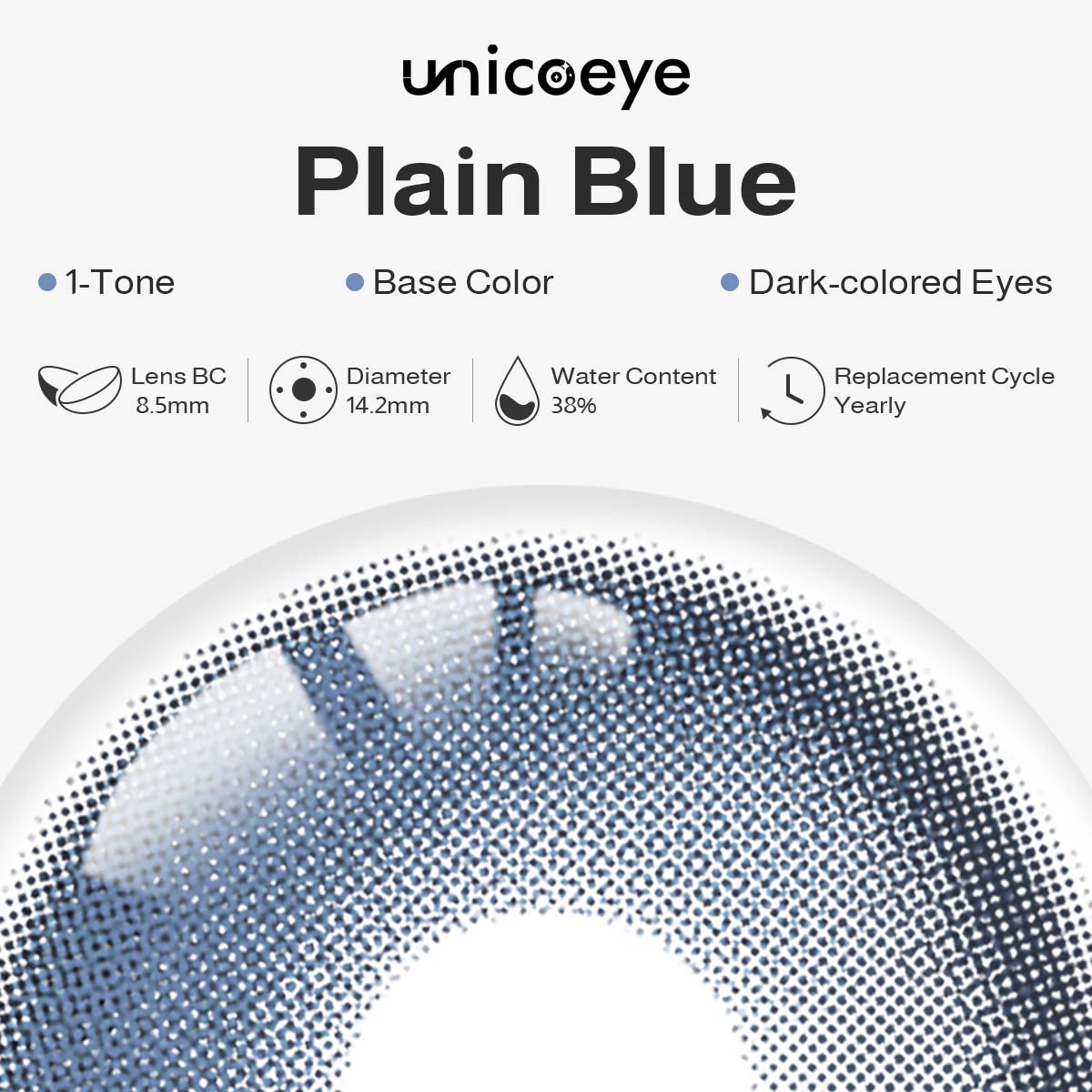 Plain Blue Yearly Contact Lenses