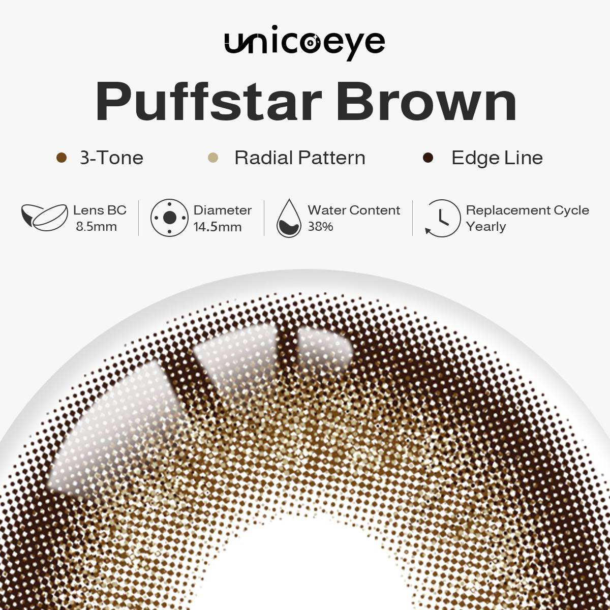 Puffstar Brown Prescription Yearly Contact Lenses | 2 Pcs
