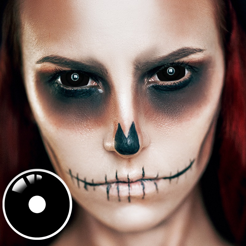 Total Blackout Black Sclera 17mm Costume 6 Month Contact Lenses | 2 Pcs
