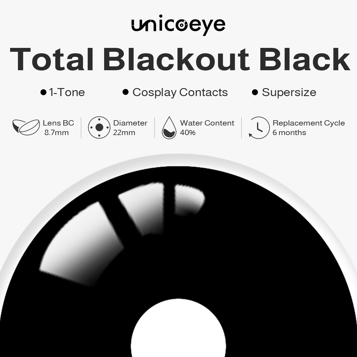 Total Blackout Black Sclera 17mm Costume 6 Month Contact Lenses | 2 Pcs
