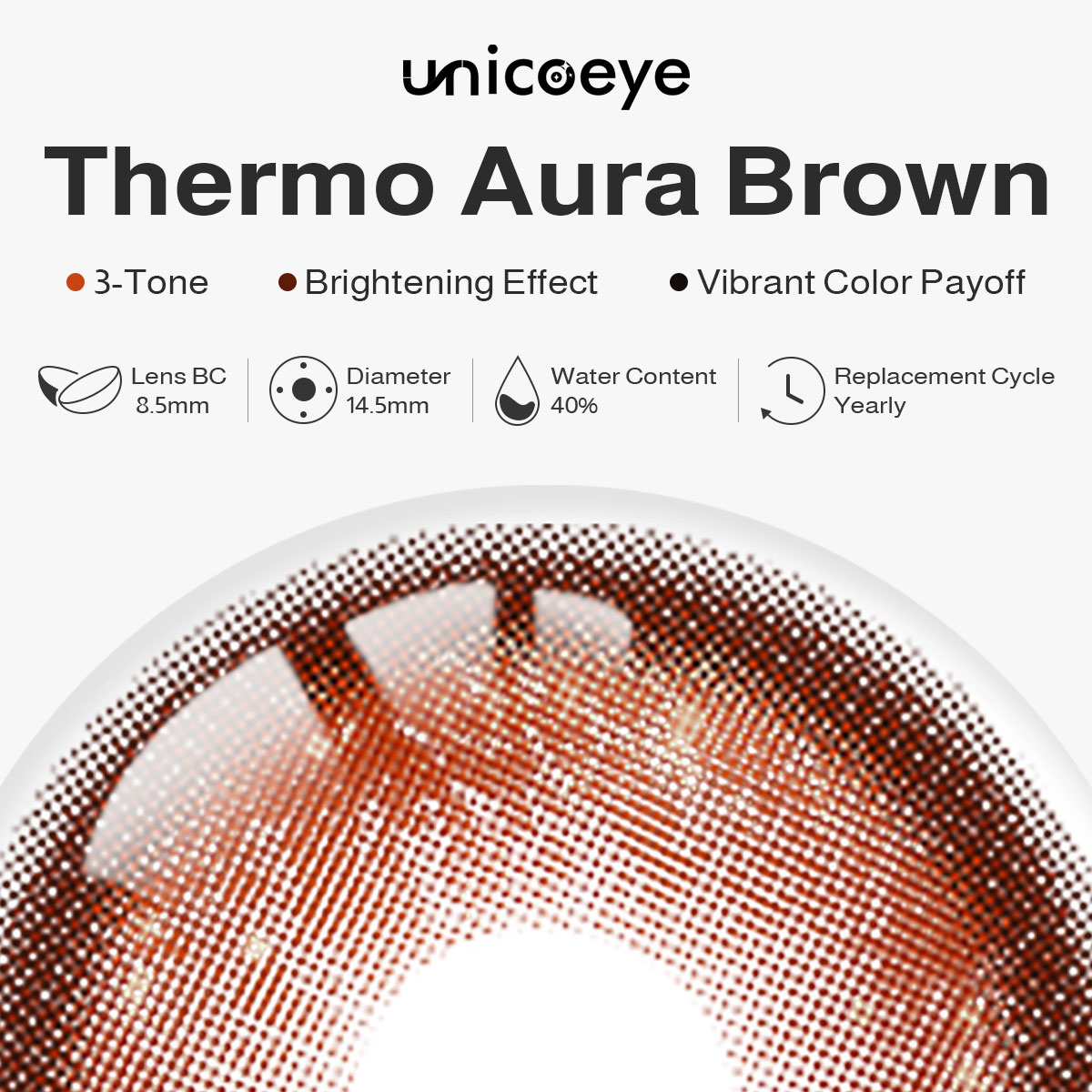 Thermo Aura Brown Prescription Yearly Contact Lenses | 2 Pcs