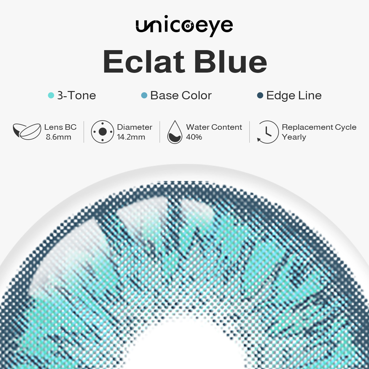 Eclat Blue Prescription Yearly Contact Lenses