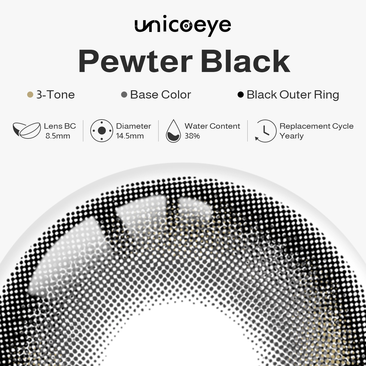 Pewter Black Yearly Contact Lenses