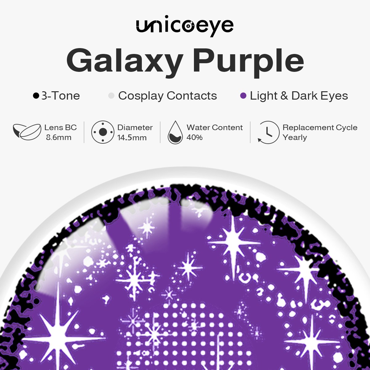 Galaxy Purple Costume Yearly Contact Lenses | 2 Pcs