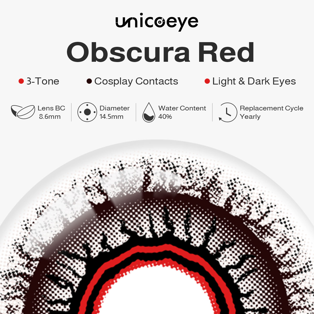 Obscura Red Costume Yearly Contact Lenses