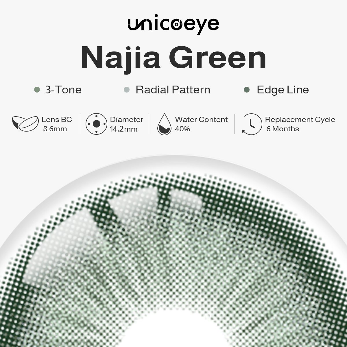 Najia Green 6 Months Contact Lenses | 2 Pcs