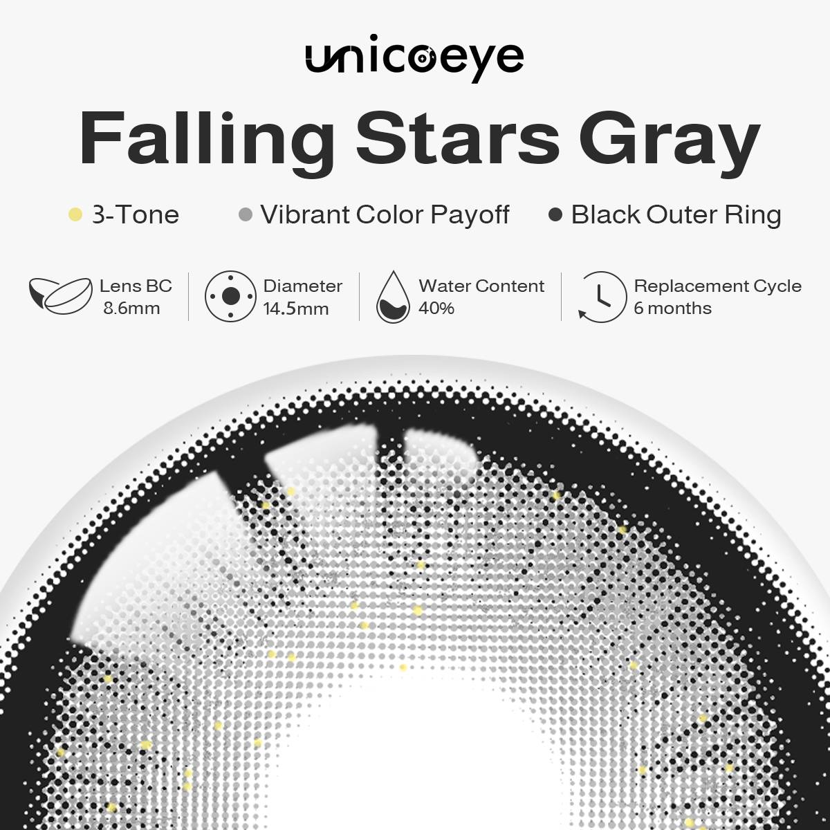 Falling Stars Gray 6 Month Contact Lenses | 2 Pcs