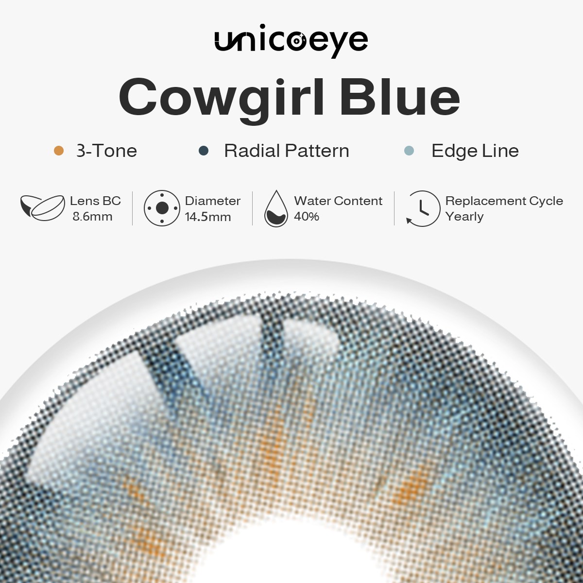 Cowgirl Blue Yearly Contact Lenses | 2 Pcs