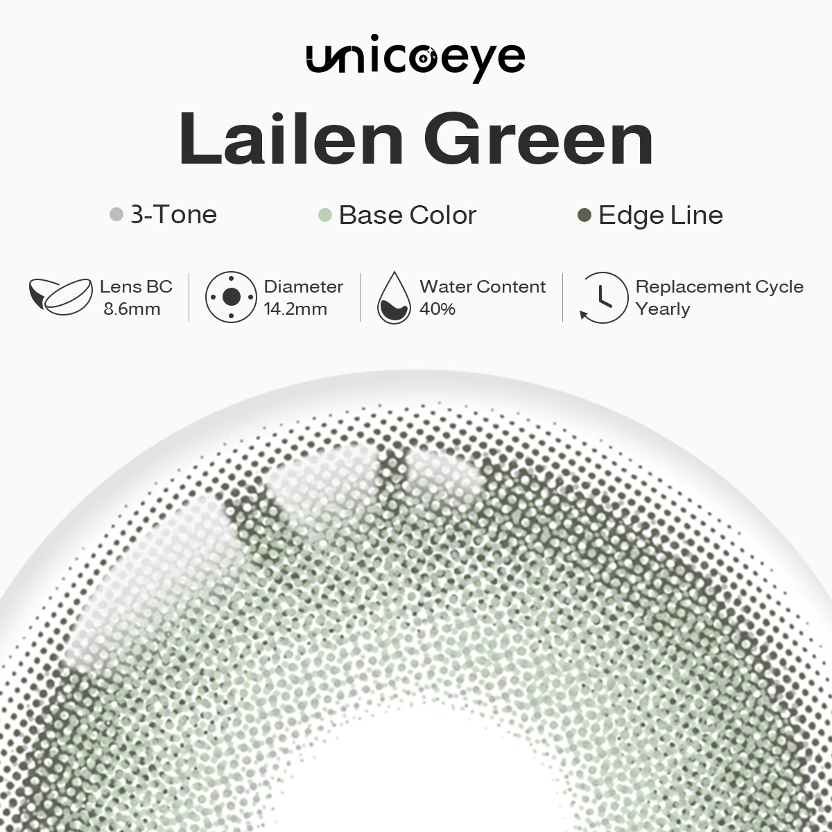 Lailen Green Prescription Yearly Contact Lenses