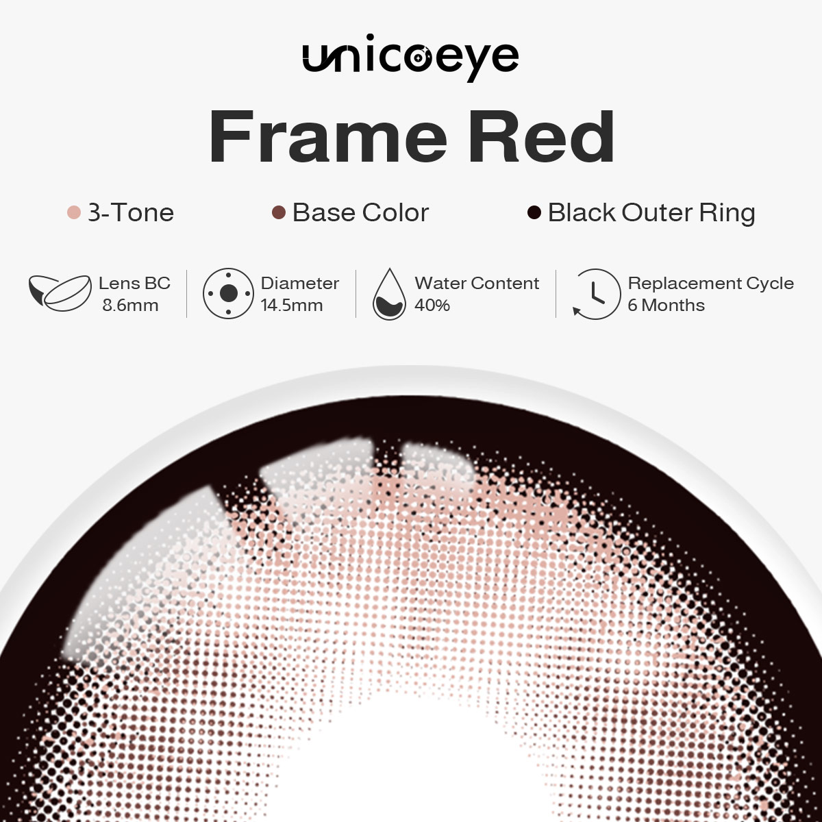 Frame Red Prescription 6 Months Contact Lenses | 2pcs
