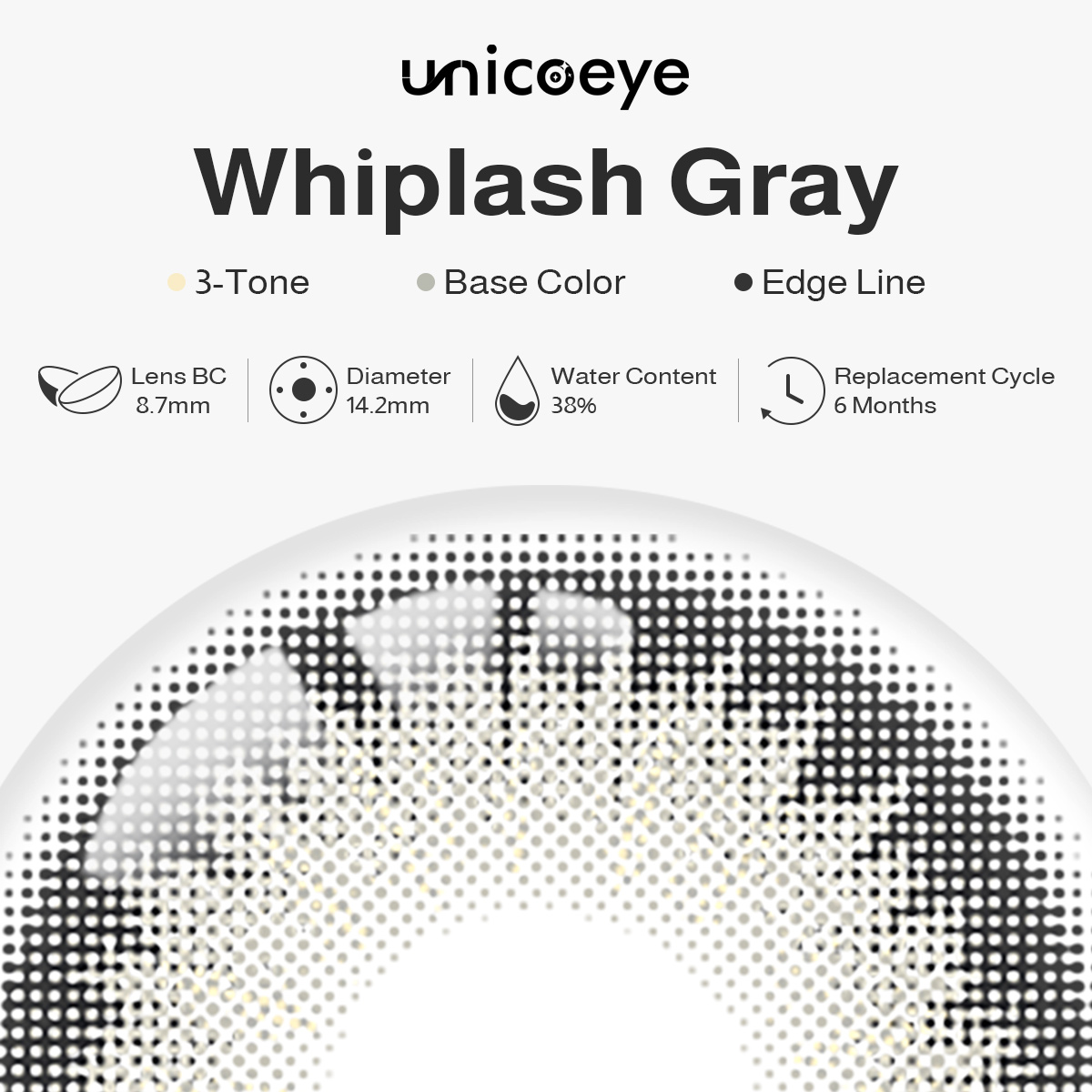 Whiplash Gray 6 Months Contact Lenses