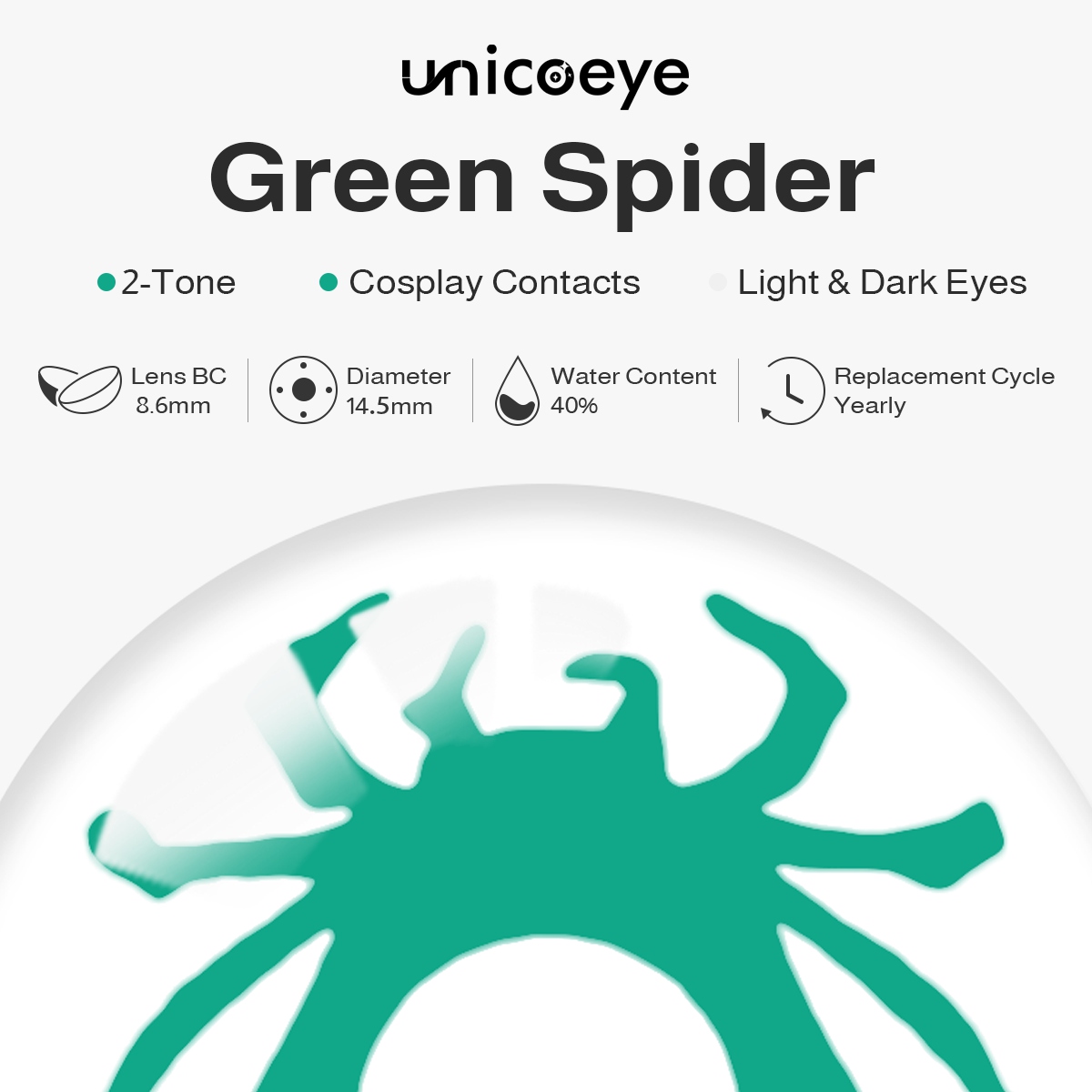 Green Spider Costume Yearly Contact Lenses | 2 Pcs