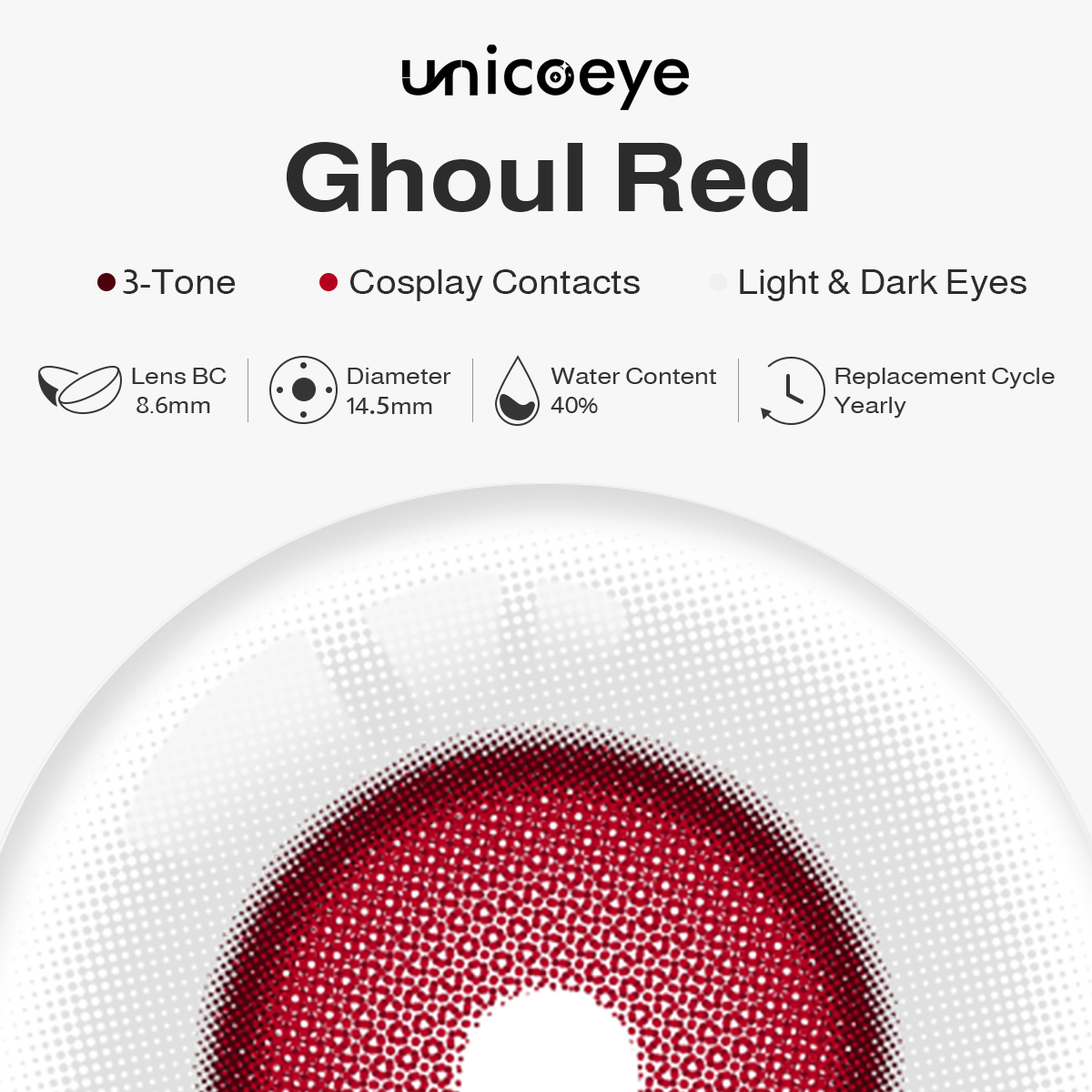 Ghoul Red Costume Yearly Contact Lenses | 2 Pcs