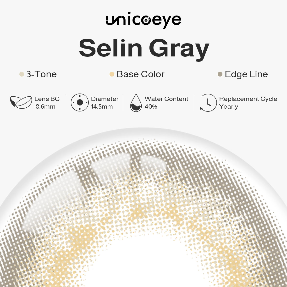 Selin Gray Prescription Yearly Contact Lenses