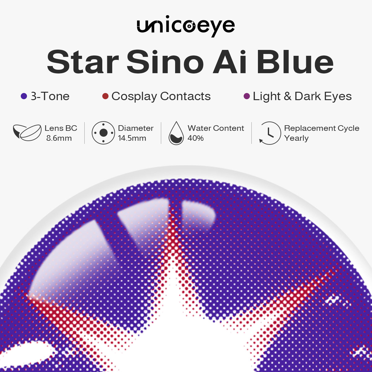 Star Sino Ai Blue Costume Yearly Contact Lenses