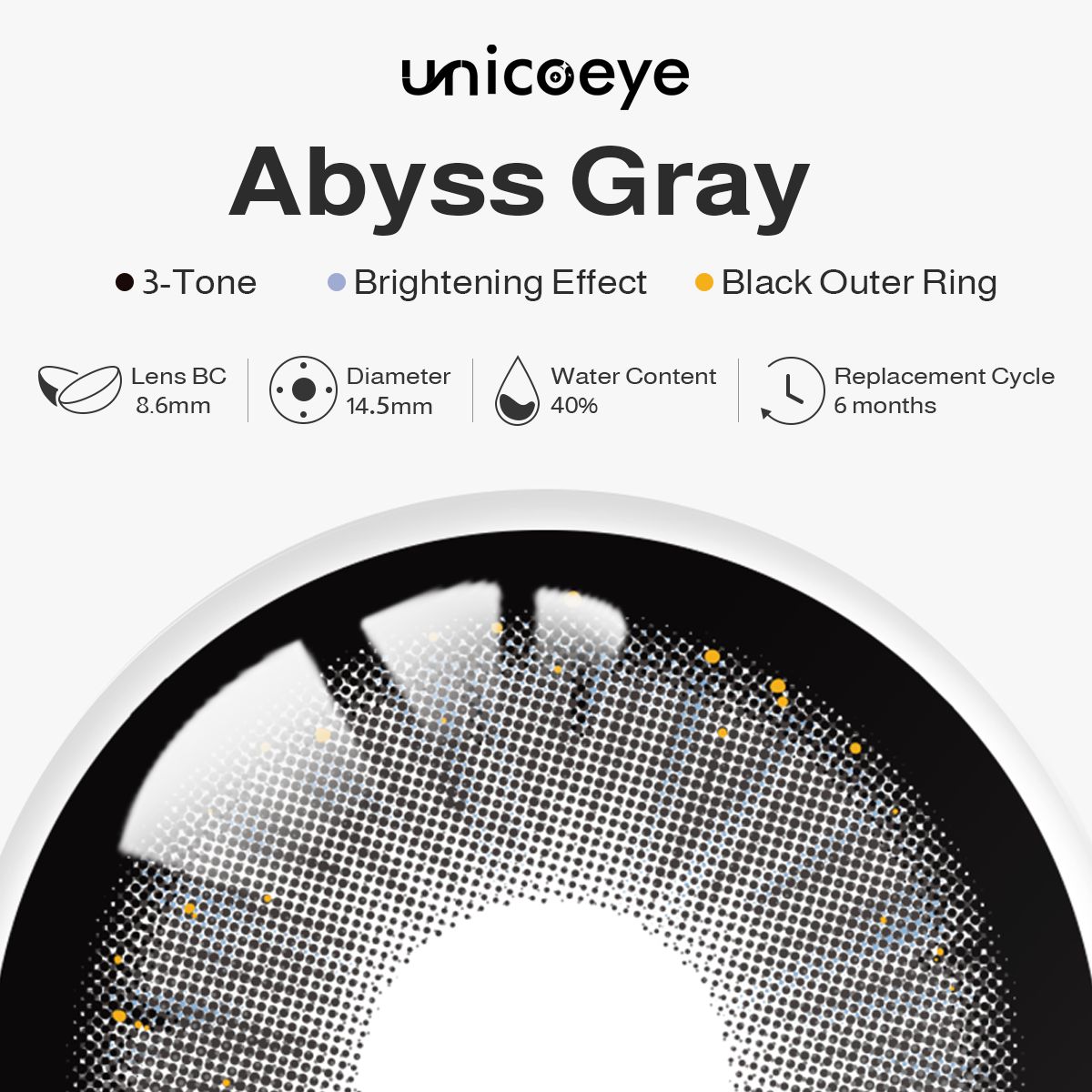 Luminous Abyss Gray 6 Month Contact Lenses | 2 Pcs