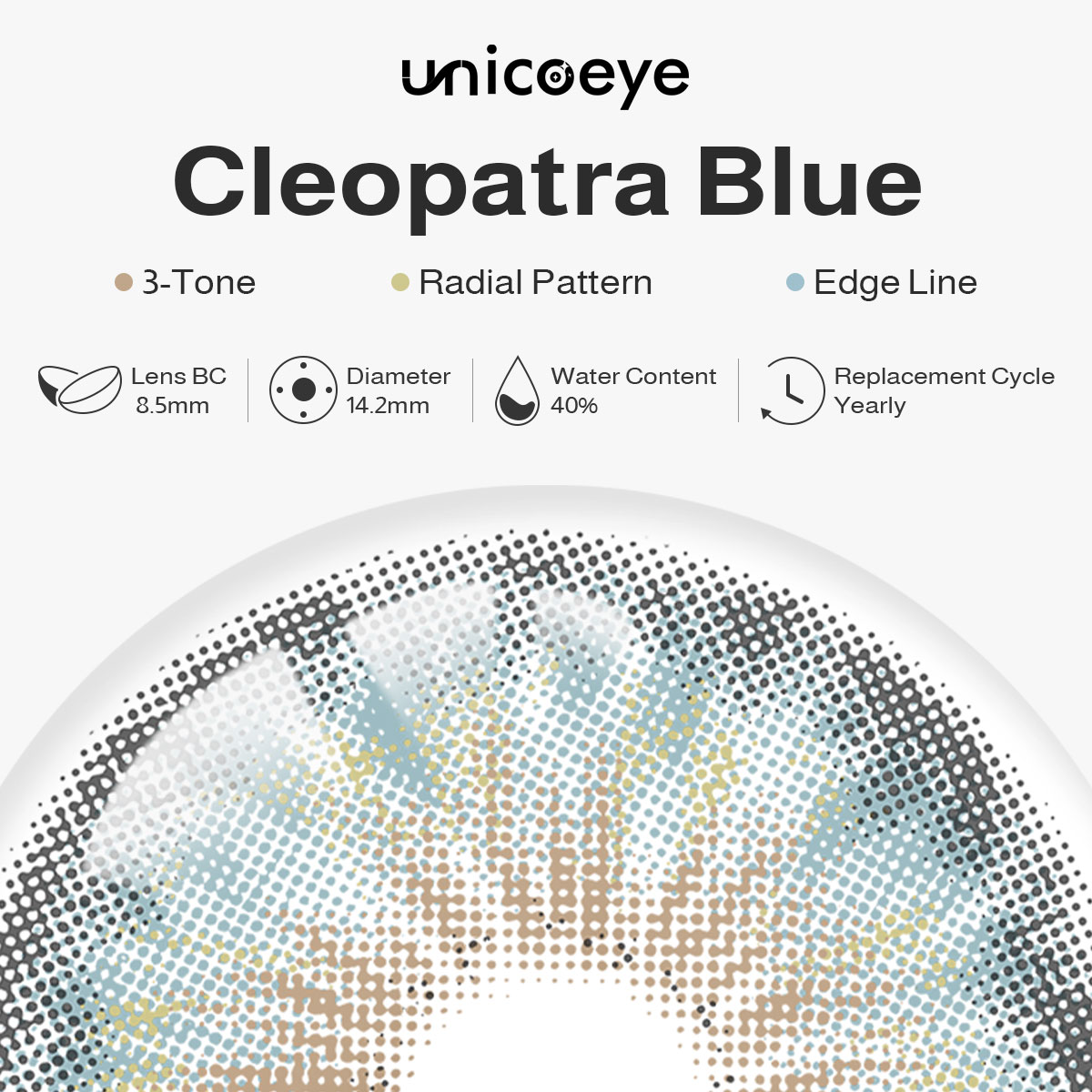 Cleopatra Blue Yearly Contact Lenses | 2 Pcs