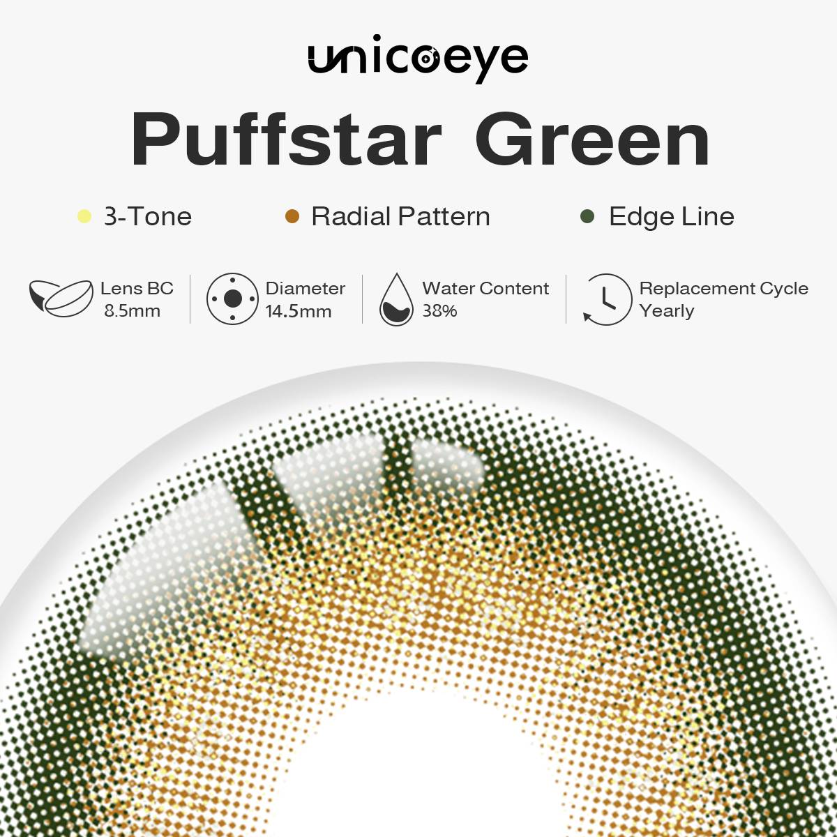 Puffstar Green Prescription Yearly Contact Lenses | 2 Pcs