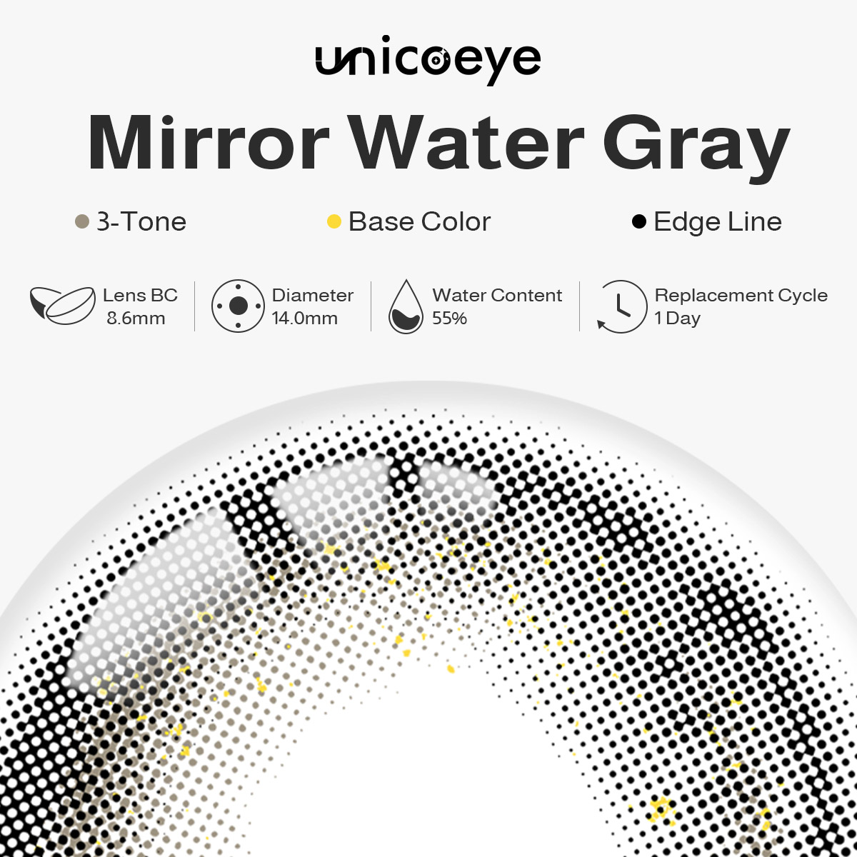 Mirror Water Gray Daily Contact Lenses | 10 Pcs