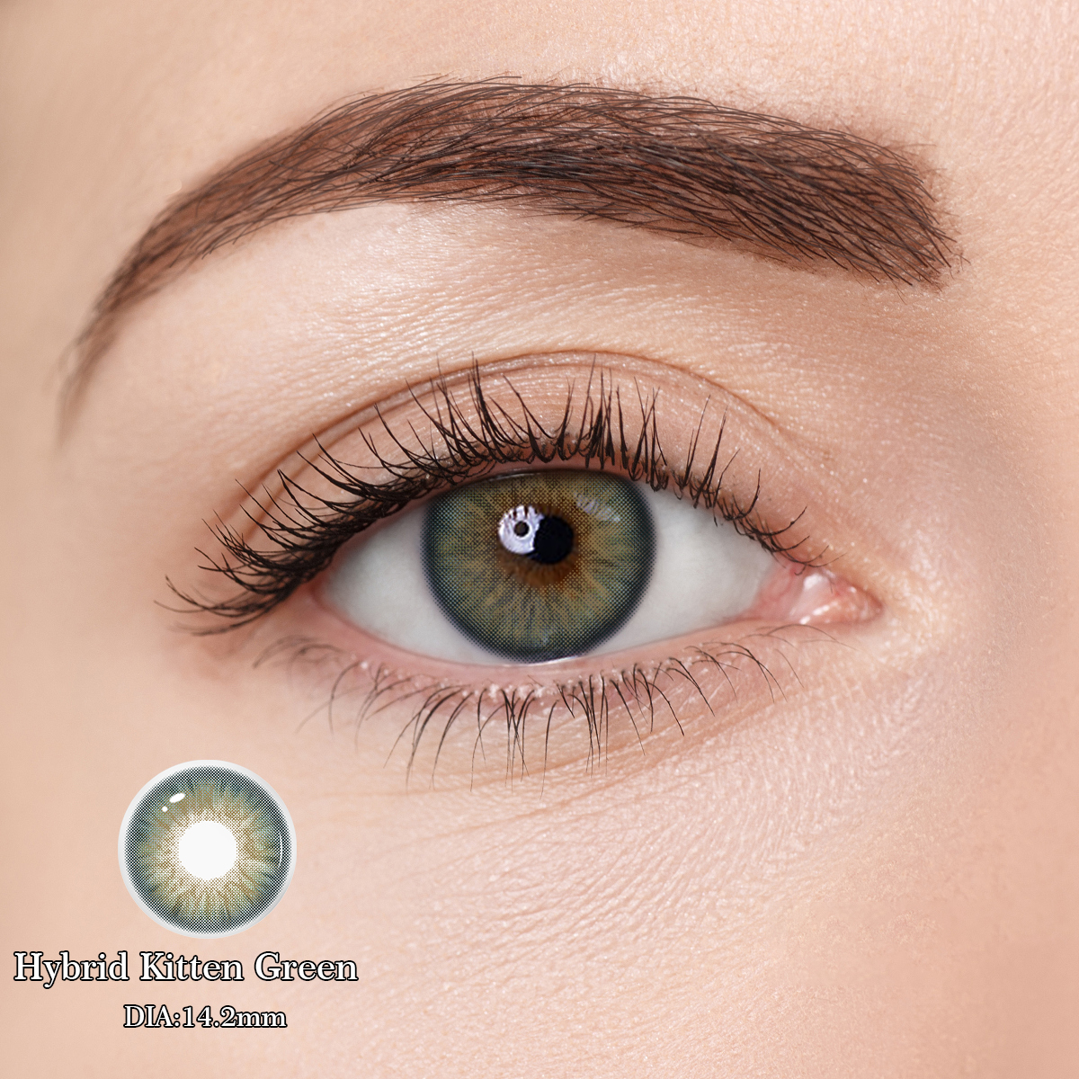 Hybrid Kitten Green Prescription Yearly Contact Lenses