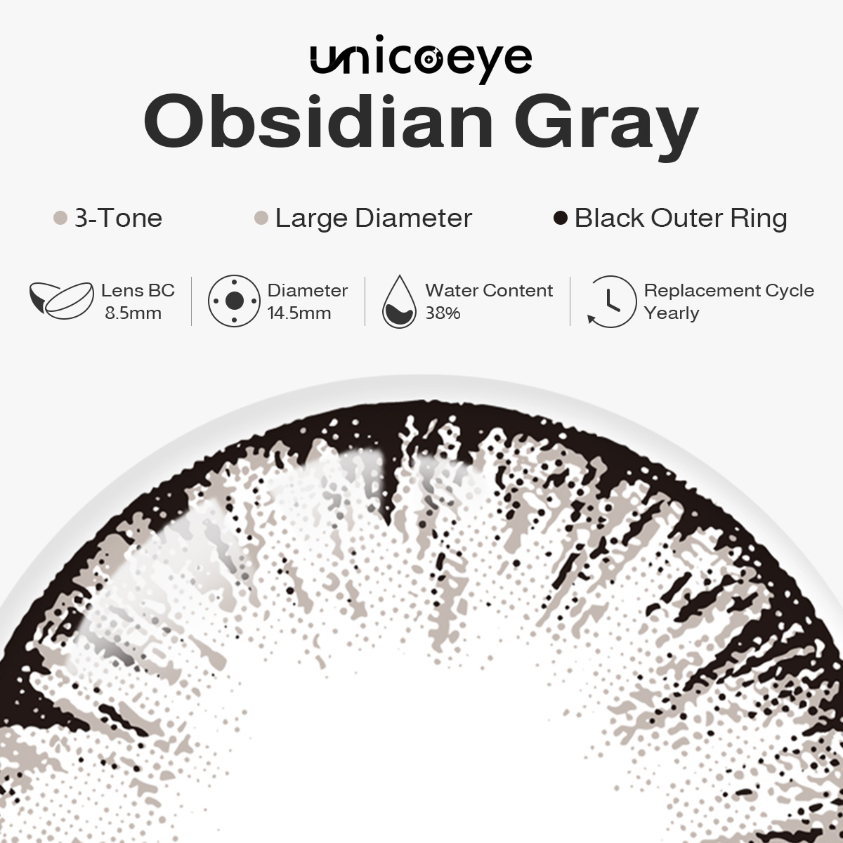 Obsidian Gray Yearly Contact Lenses