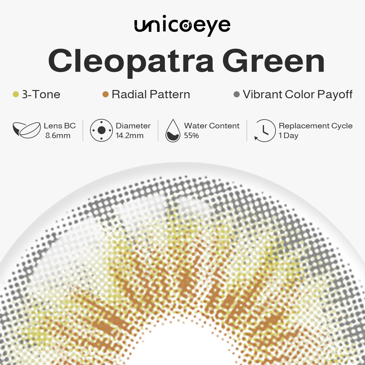 Cleopatra Green Daily Contact Lenses | 10 Pcs