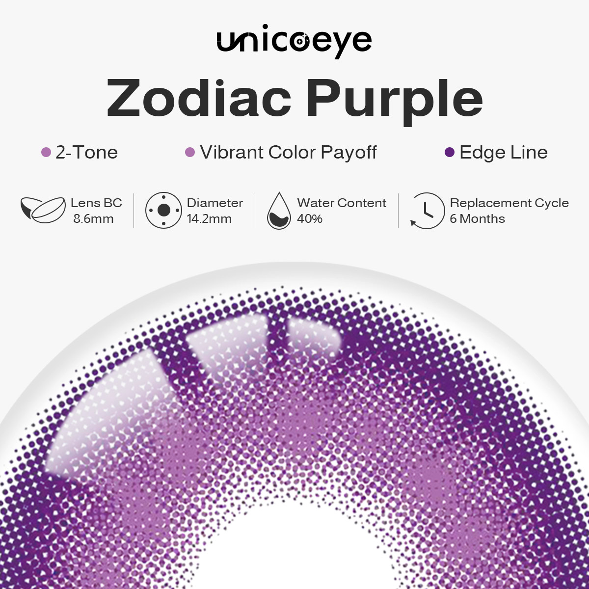 Zodiac Purple Prescription 6 Months Contact Lenses | 2pcs