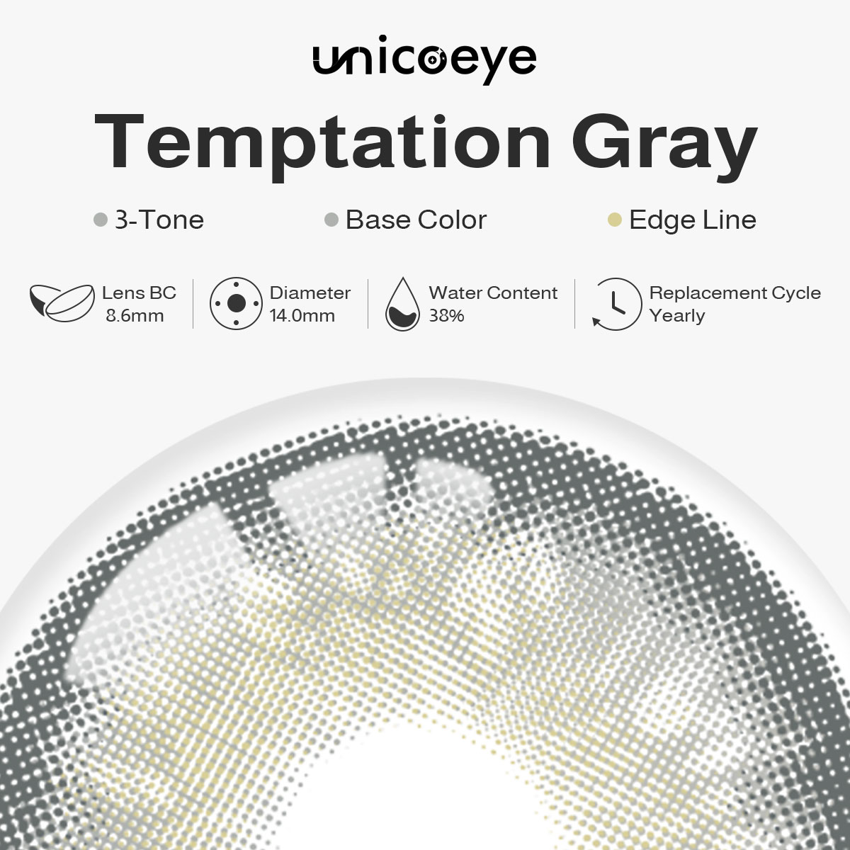 Temptation Gray Yearly Contact Lenses
