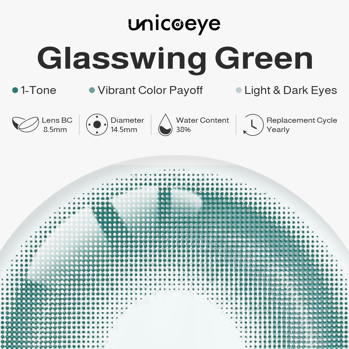 Glasswing Green Yearly Contact Lenses