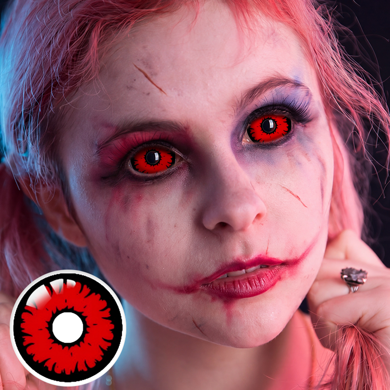 Crimson Burst Red Sclera 17mm Costume 6 Month Contact Lenses | 2 Pcs