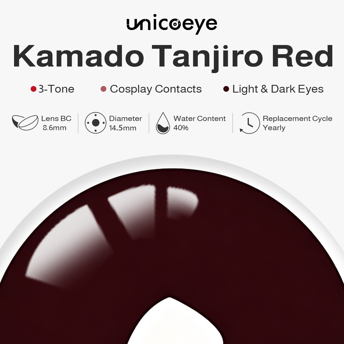 Kamado Tanjiro Red Costume Yearly Contact Lenses | 2 Pcs