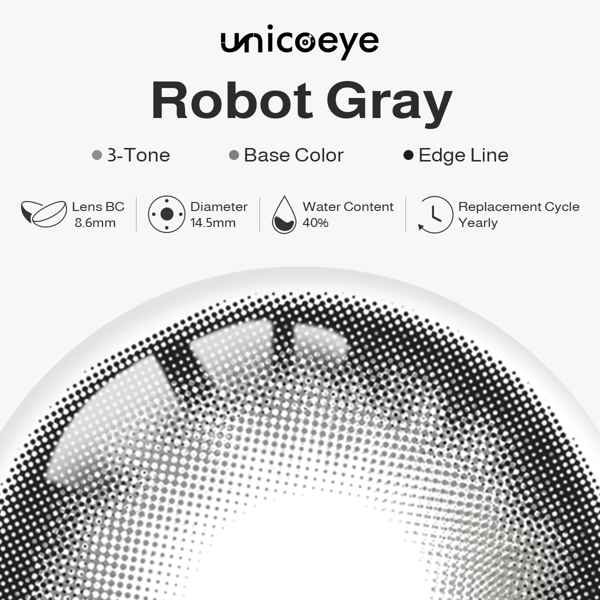 Robot Gray Yearly Contact Lenses