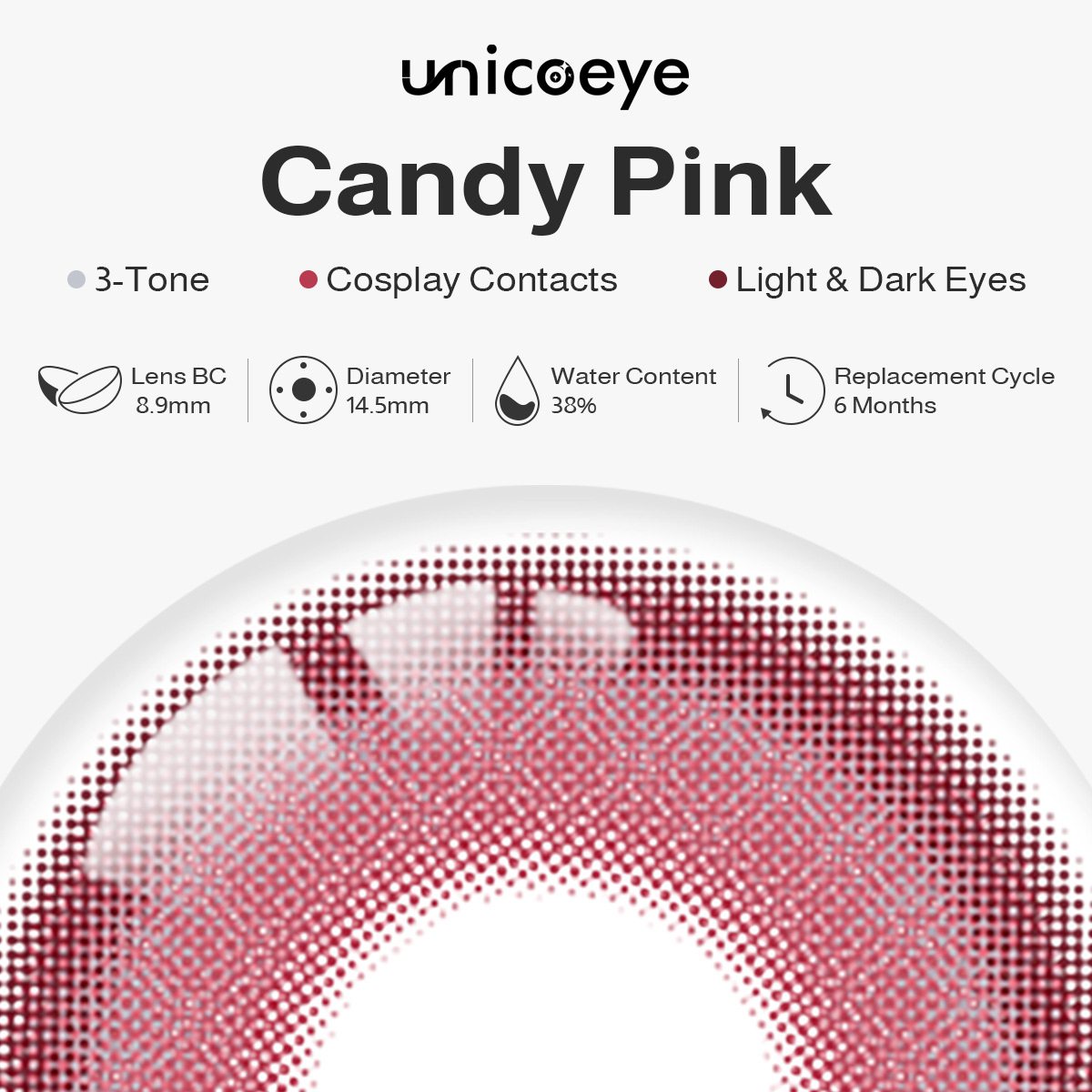 Candy Pink Costume 6 Months Contact Lenses | 2 Pcs