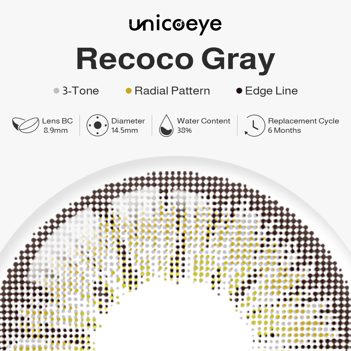 Recoco Gray 6 Months Contact Lenses