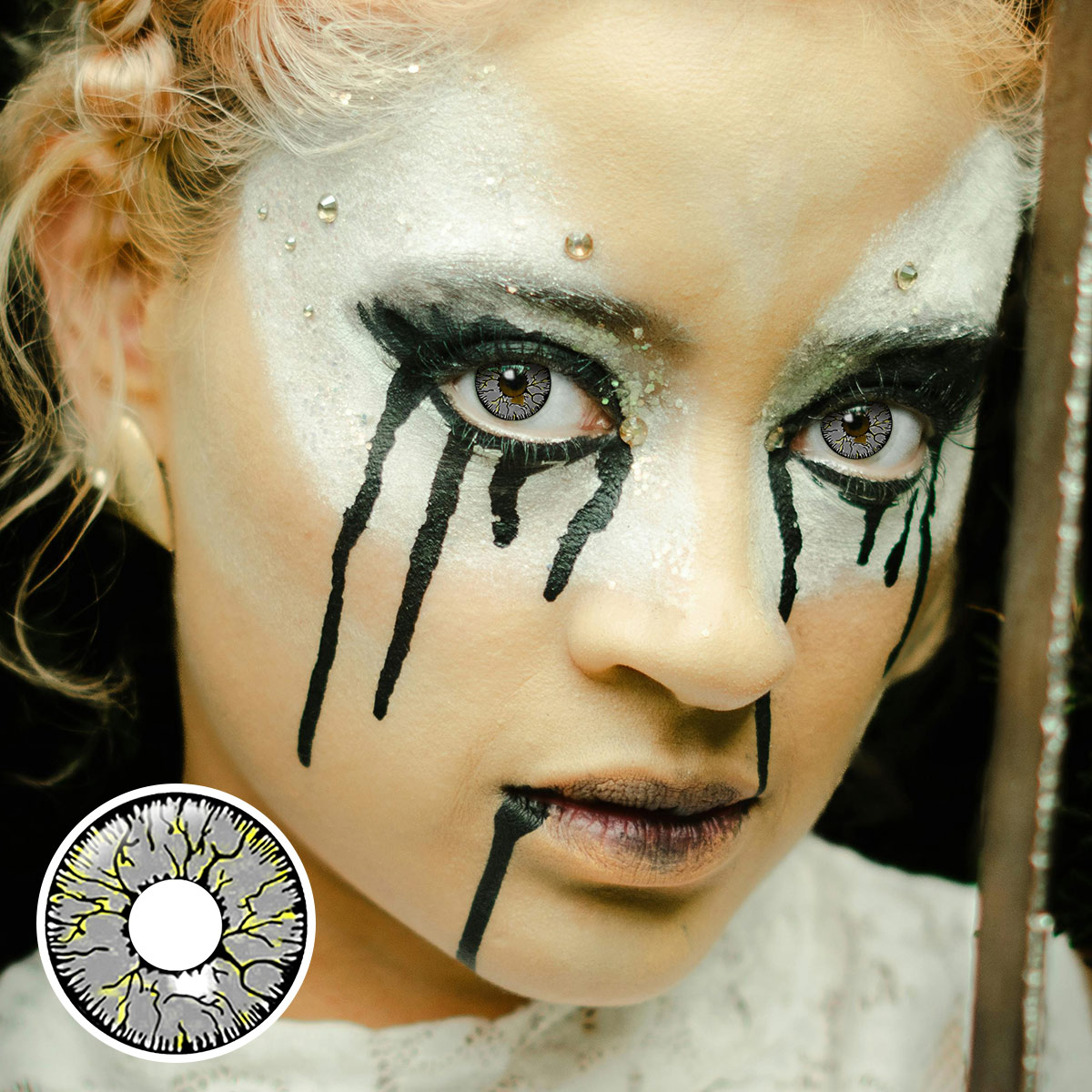Crack Gray Costume Yearly Contact Lenses